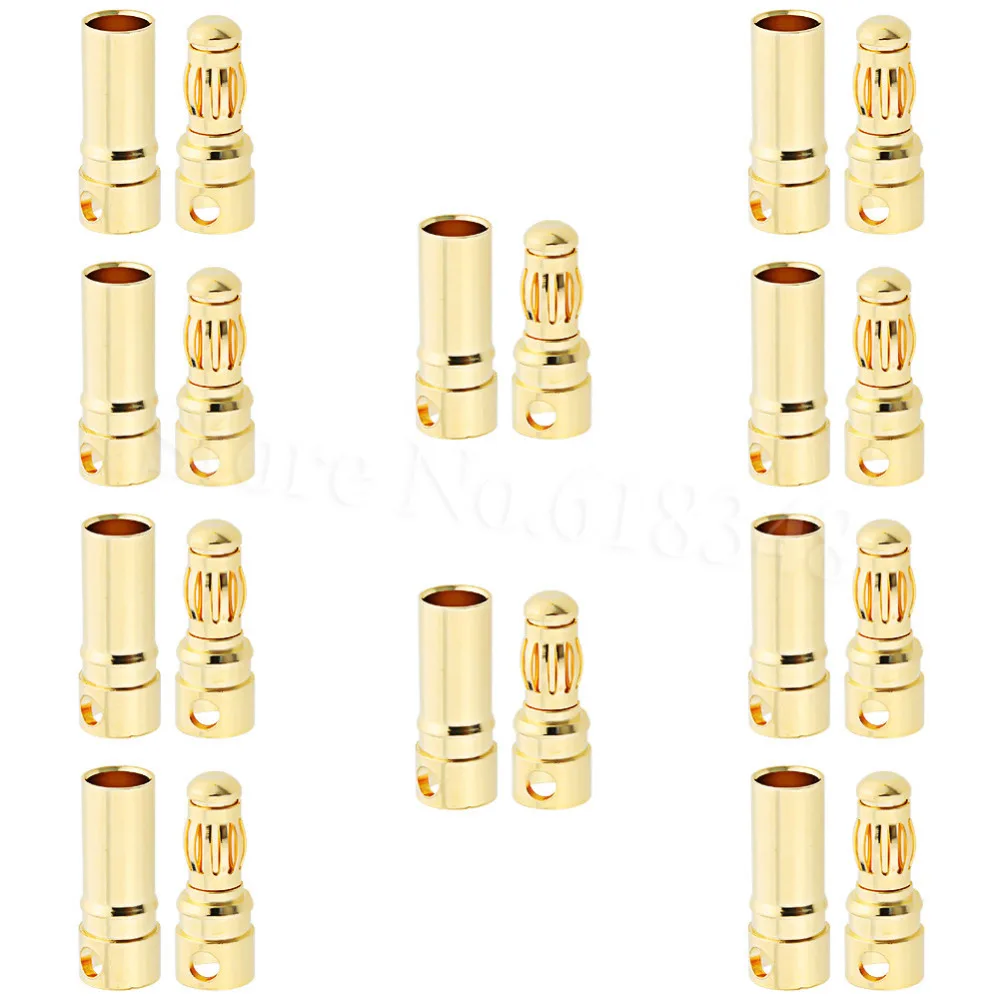 

10Set/Lot Female Male 3.5mm Gold Bullet Banana Connectors RC ESC LIPO Battery Device Electric Motor Wire Parts