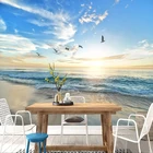 Настенные обои на заказ, 3D фрески с морским пейзажем, закатом, фотообои для стен, 3 D, гостиной, столовой, декор для стен
