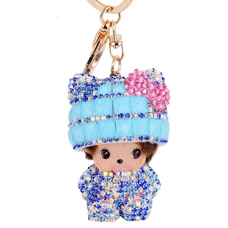Милый мультфильм MONCHHICHI брелок для ключей мода сплава цинка аниме подвеска женщин