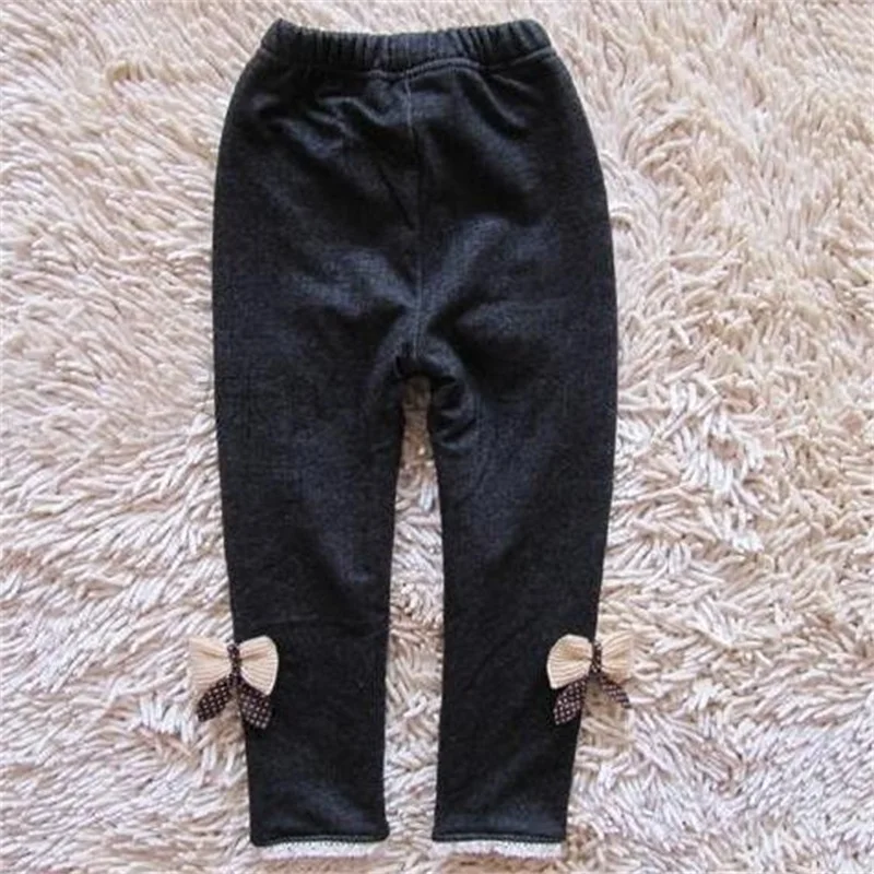 Новые джинсы с бантом для девочек хлопковые детские кашемировые брюки теплые