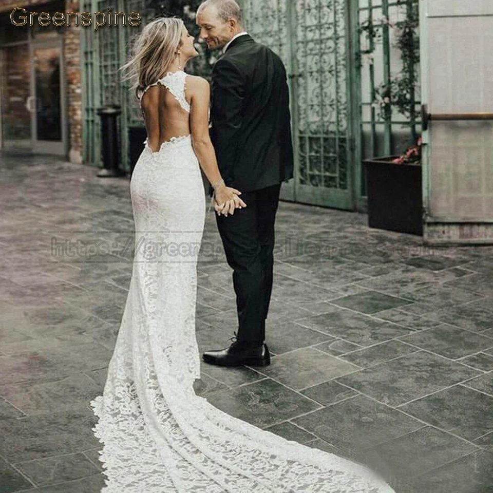 Женское свадебное платье с открытой спиной Greenspine винтажные кружевные свадебные