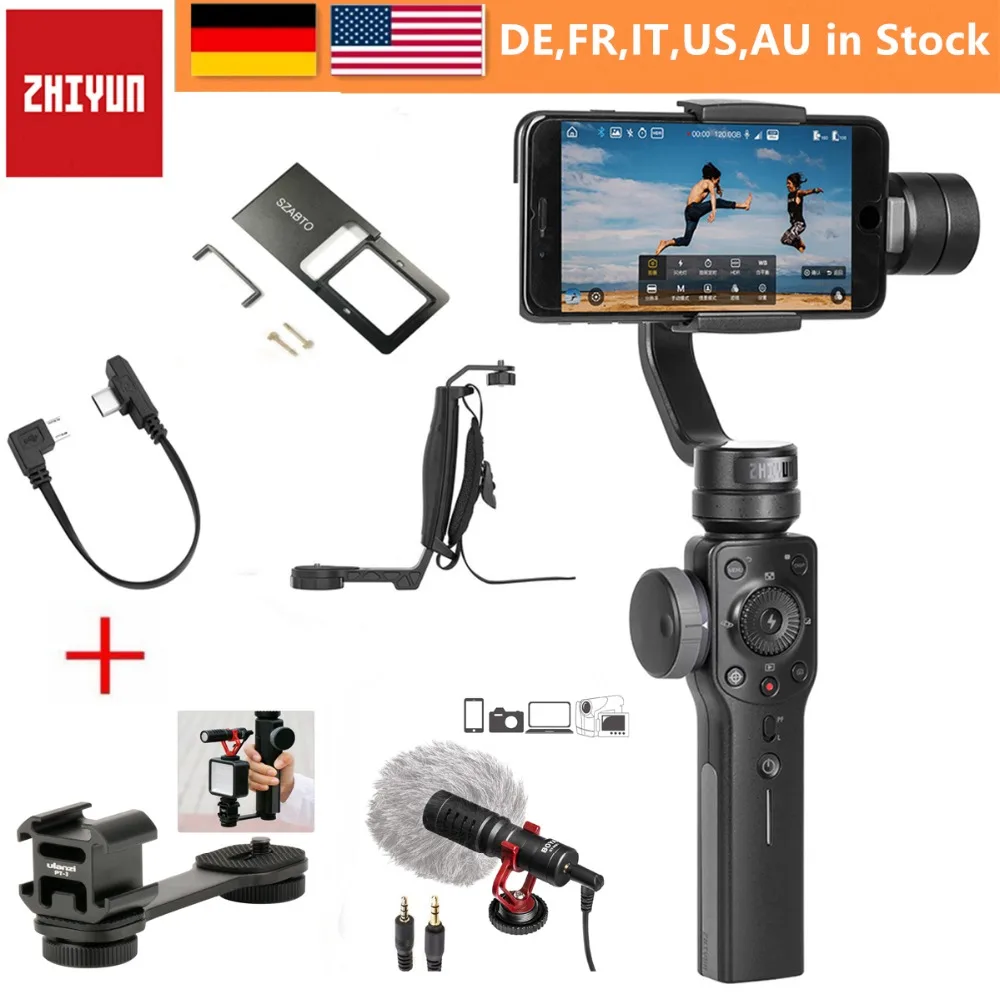 Zhiyun Smooth 4 3-осевой Карманный стабилизатор для смартфона iPhone X 8 плюс 7 6 Plus SE samsung Galaxy S9, 8,7, 6 и экшн-камер