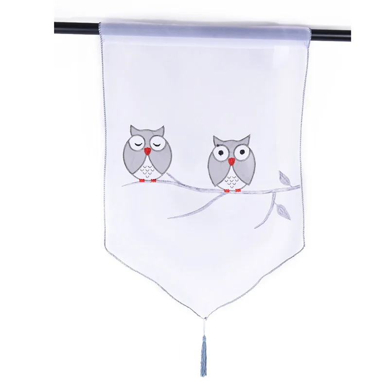 Горячая Распродажа короткие занавески с принтом совы римские для кухни белые