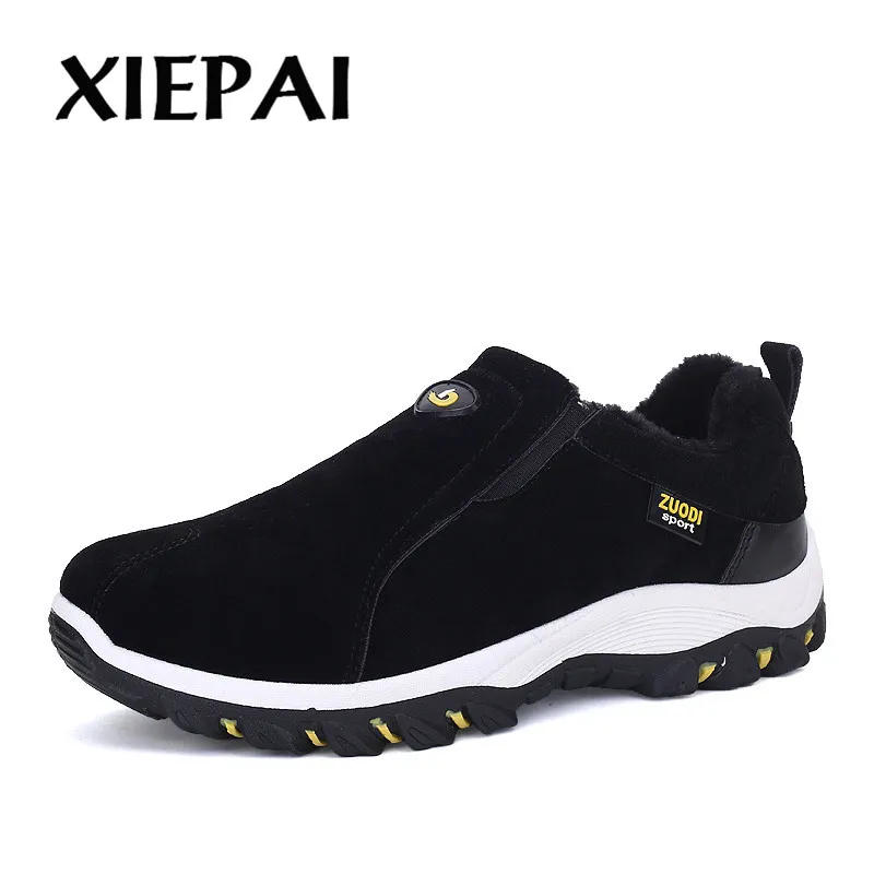 2019 Autumn Winter Shoes Men Suede Leather Sneakers Big Size 39-47 Warm Plush Lining Man Slip On Casual | Обувь