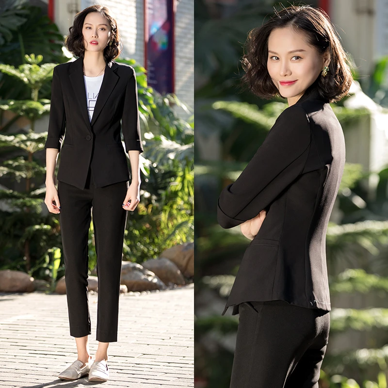 Autumn fashion blazer jacket for women suit women blazer set pants suit women's black suit jacket and pants two-piece set