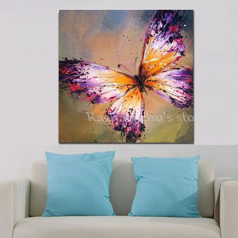 

Hand Painted Abstract Purple Butterfly Oil Painting On Canvas Abstract Butterfly Wall Art Pictures For Living Room Home Decor