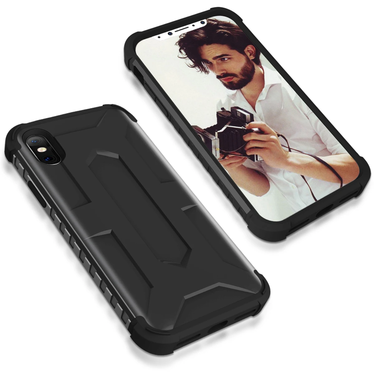 Для iPhone X XS 7 8 Plus противоударные чехлы для телефонов Мягкий силикон + жесткий