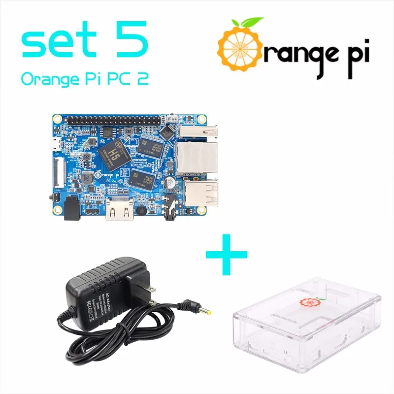 Оранжевый Pi PC2 SET5: оранжевый Pi PC2+ прозрачный ABS чехол+ блок питания