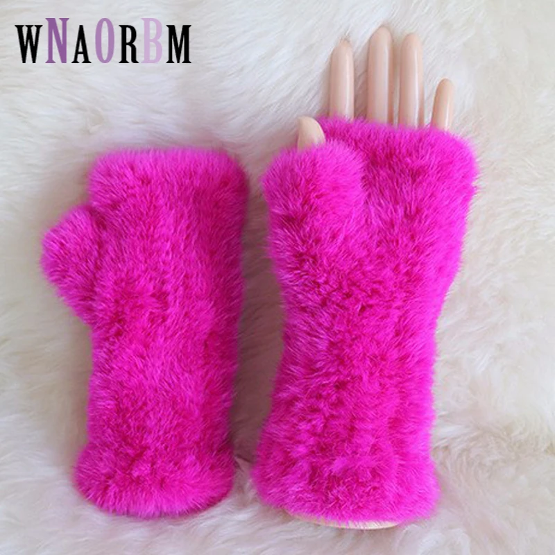 Mink Fur gloves 20 CM 2020 Glove Luxury Brand Mittens Solid Style For Russian Winter Real Gloves | Аксессуары для одежды