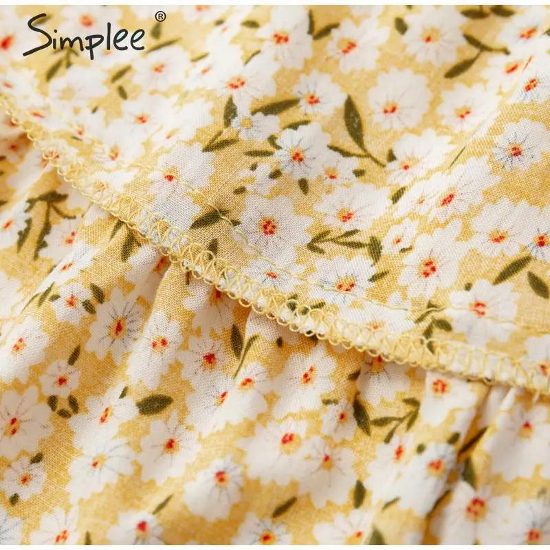Женская юбка Simplee с высокой талией, богемная эластичная короткая юбка с оборками для лета, повседневная мини-юбка на шнуровке для отдыха, актуальная в году