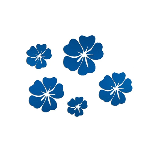 Blue Наклейки на стену с изображением цветов гибискуса, настенные наклейки для телевизора, зеркальные трехмерные декоративные аксессуары для дома, 5 цветов - Цвет: Blue