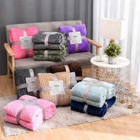 soft fluffy striped flannel blankets for beds solid coral fleece plush throw winter bed sofa cover bedspread blankets