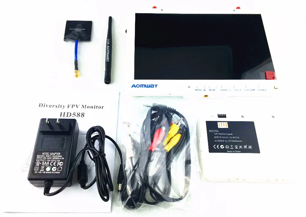 FPV Aomway 10 дюймов монитор 5 8G 40CH разнообразие HD588 HD 1920x1200 с DVR встроенный аккумулятор