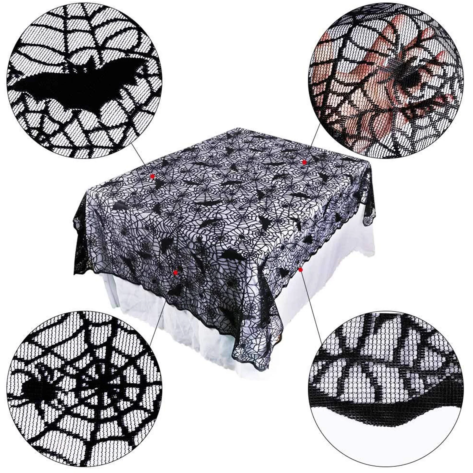 1 шт., украшение на Хэллоуин, кружевная трикотажная скатерть с паутиной, Настольная дорожка, флаг, камин, мантия для дома, кухни, вечерние принадлежности