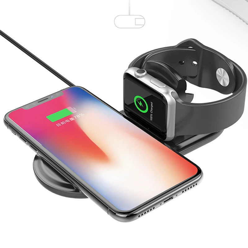2 в 1 Беспроводное зарядное устройство для iPhone X 8 XR XS Max samsung S8 S7 S9 10 Вт QI Быстрая