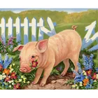Полноразмерная 5d картина сделай сам, круглая алмазная живопись, вышивка крестиком, свинья и цветок, 3d вышивка Стразы, фотообои для дома