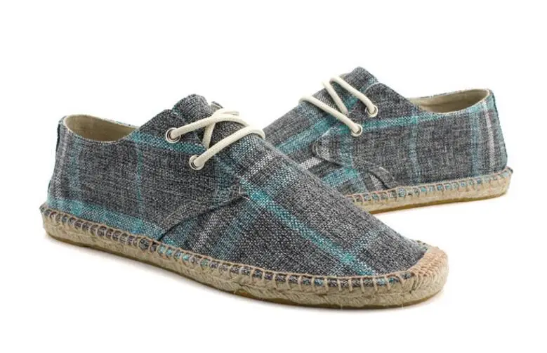 

2019 Male nationa style Breathable Lace up casual Canvas Hemp Insole Fisherman Light Shoes Men Espadrille Flats Shoes RTG6