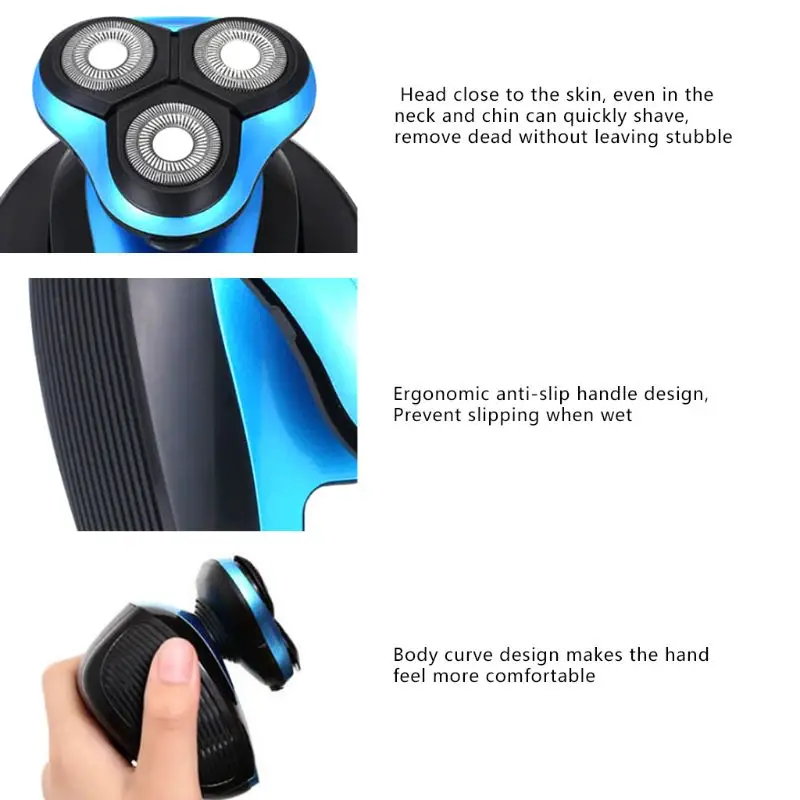 

USB Wireless Charging Electric Shaver for Men Floating Three Blade Heads Electri Rechargeable Razors Face Care Tools