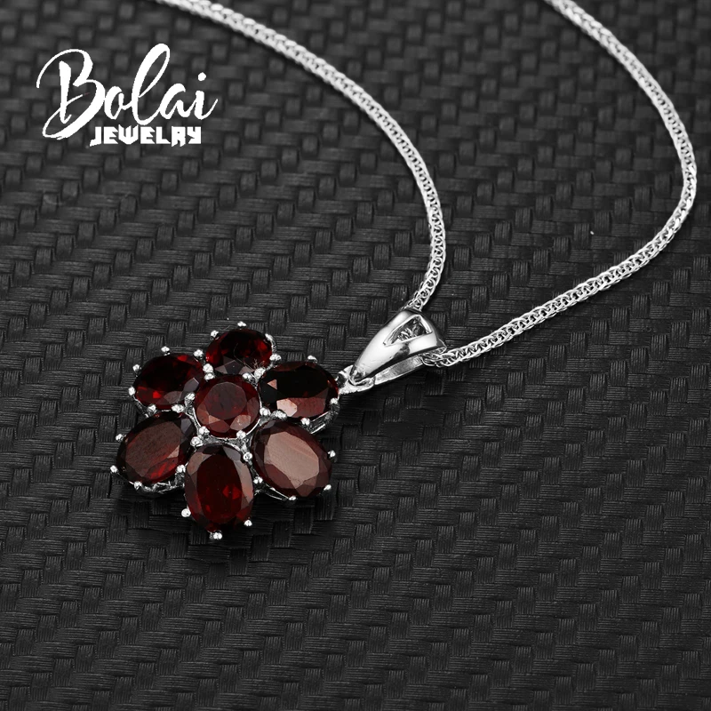 Bolaijewelry, гранат, ювелирный набор, натуральный gemstonet, 925 пробы, серебряный, цветочный дизайн, хорошее ювелирное изделие для женщин, подарки на годовщину