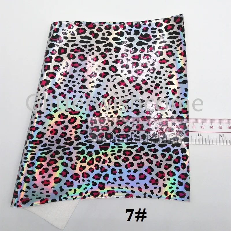 Ткань Glitterwishcome 21x29 см Размер A4 винил для бантов лакированная гладкая леопардовая