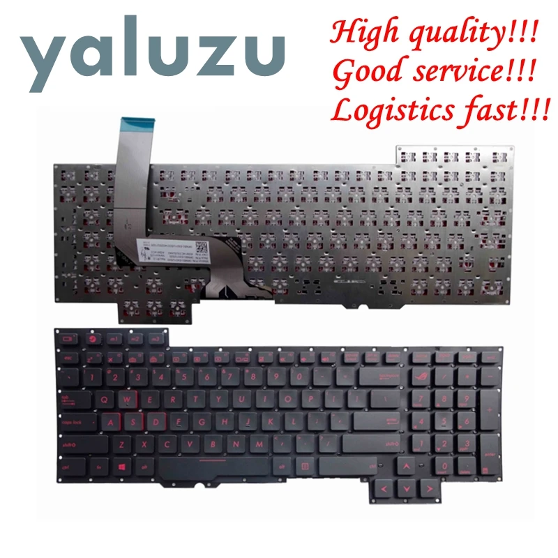 Клавиатура YALUZU US для Asus G751, G751J, G751JL, G751JM, G751JT, G751JY, английская клавиатура для ноутбука с красными буквами США