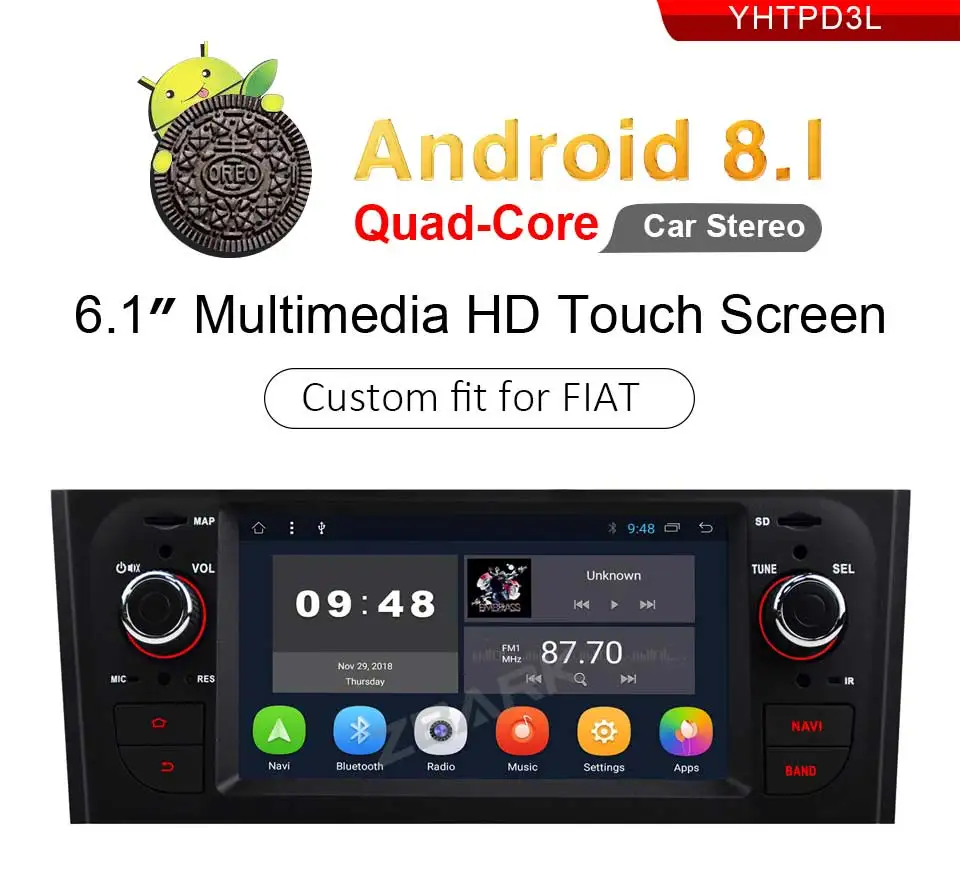 6,1 дюймов HD цифровой автомобильный стерео gps Android 9,0 для FIAT Grande Punto 199/310 2005-2009 Linea 323 2007-2011 YHTPD3LX