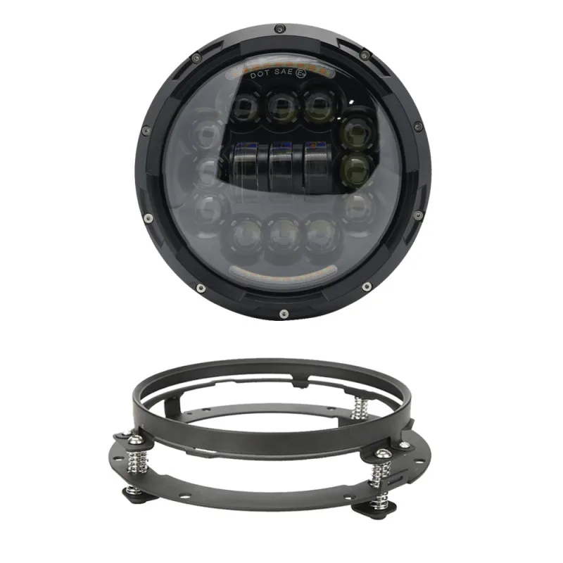 7 inch bracket Black 90 Вт " круглые H4 светодиодный moto rcycle для передняя фара Harley 7" светодиодный проектор moto фар+ пара 4," ближнего света для Harley Touring - Цвет: 7 inch bracket Black
