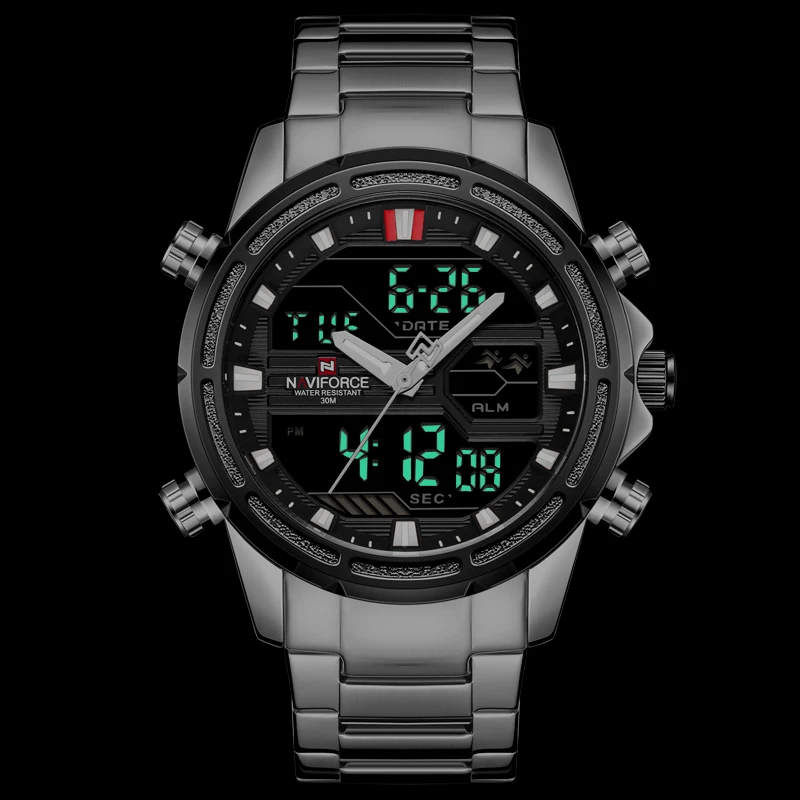Часы наручные Naviforce Мужские кварцевые роскошные светодиодсветодиодный
