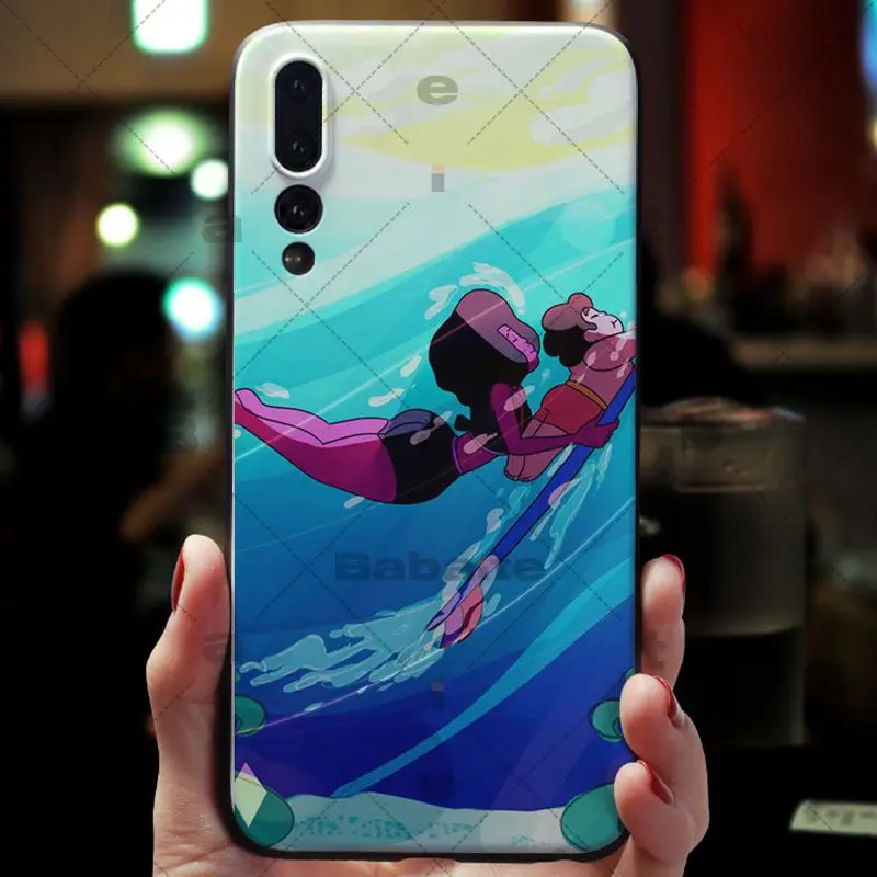Babaite Cartoon Steven Universe Smart Cover Black Soft Shell Phone Case For Huawei honor 9 10 V9 V10 P9 P10 P20 P20pro | Мобильные
