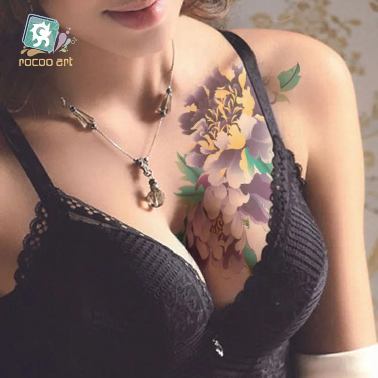 QC 667Hot распродажа длинный красочный боди арт с высоким разрешением красные розы