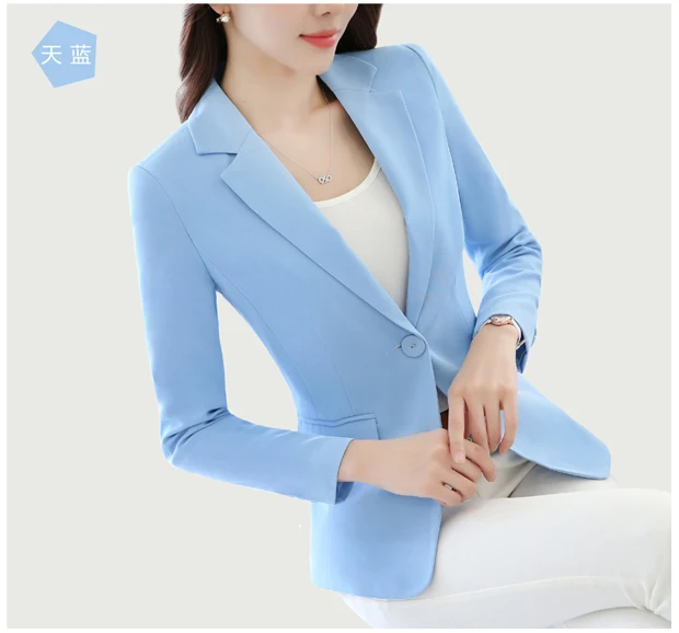 

2019 New Fashion Spring Women Blazer Coat Casual Slim Jacket Long Sleeve One Button Suit Ladies Work To Wear Blazers E510