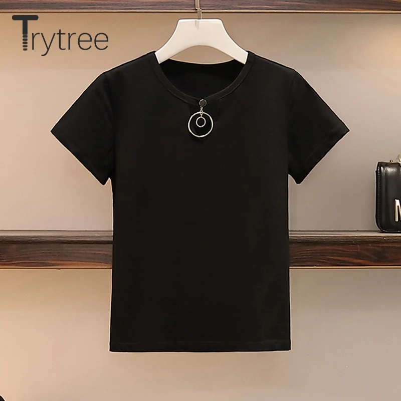 Женский комплект из двух предметов Trytree повседневный однотонный топ с кулоном и