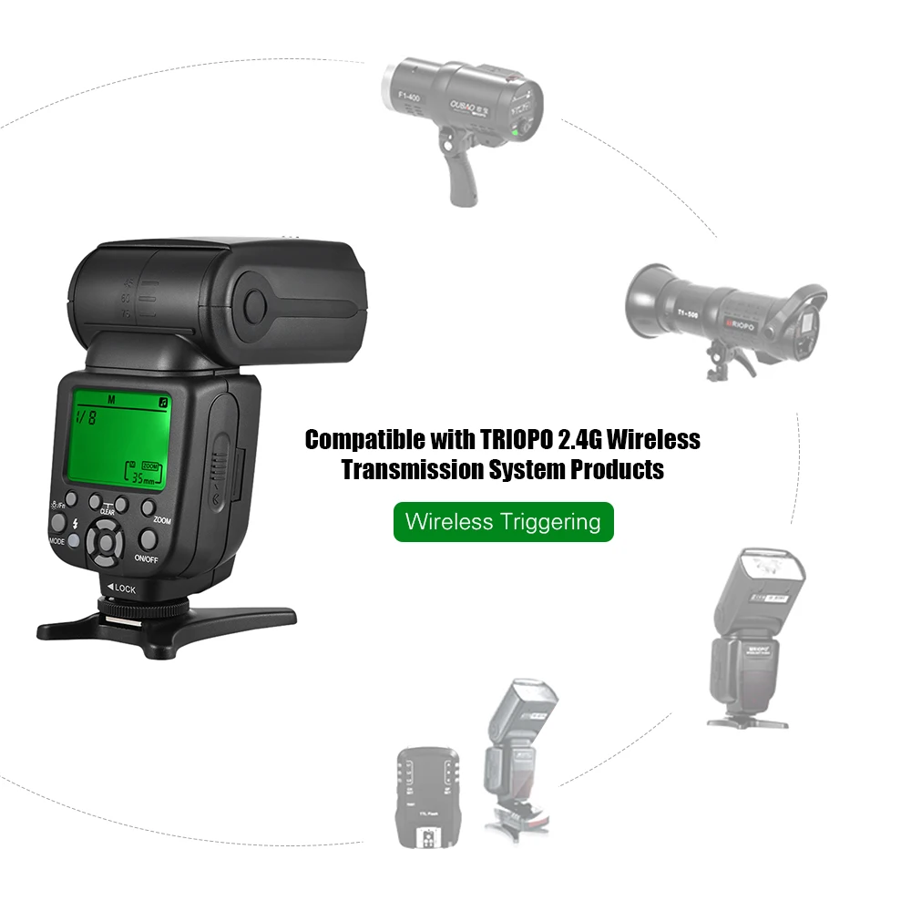 Andoer AD-980IIIC E-TTL Master Slave Flash Speedlite 1/8000s HSS Встроенная 2,4G Беспроводная система вспышки для камер Canon серии