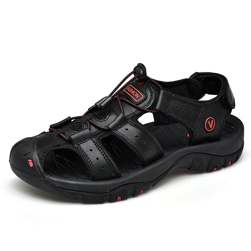 Classic Men Soft Sandals Comfortable Summer Shoes Leather Big Size Roman | Обувь