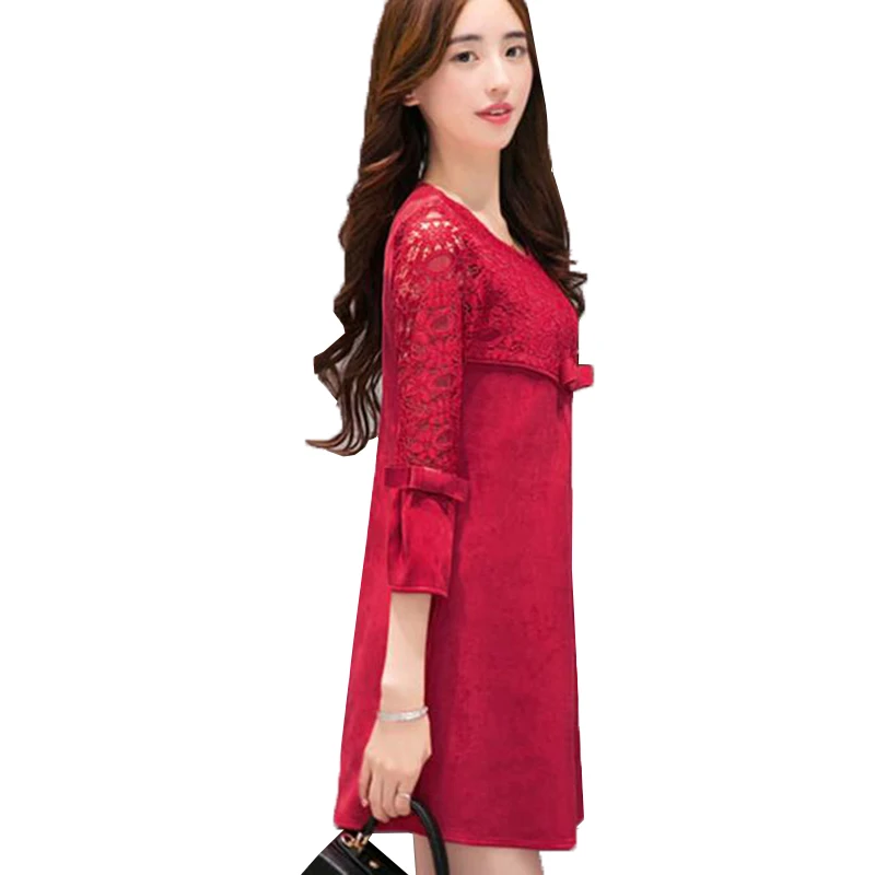 Новинка 2017 женское платье из искусственной замши весенне летнее винтажное