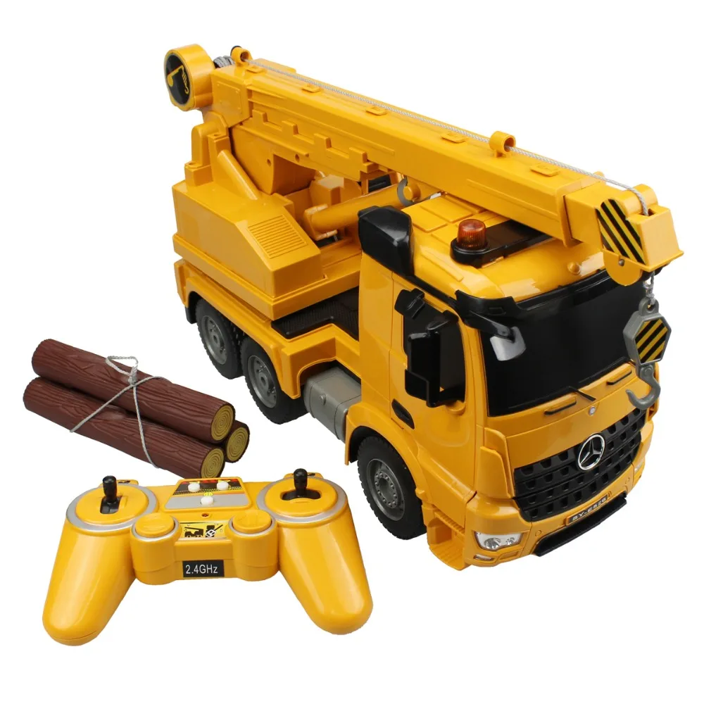 2.4G 10Channel Simulated Sounds/Four Wheel Drive/360 degree Rotation /Demo Function/Stretch out&ampDraw back of Boom RC Crane Truck | Игрушки