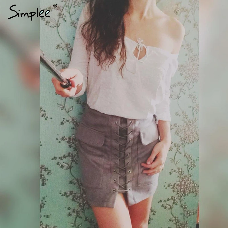 женская черная замшевая юбка Simplee винтажная 90-х с высокой талией повседневная