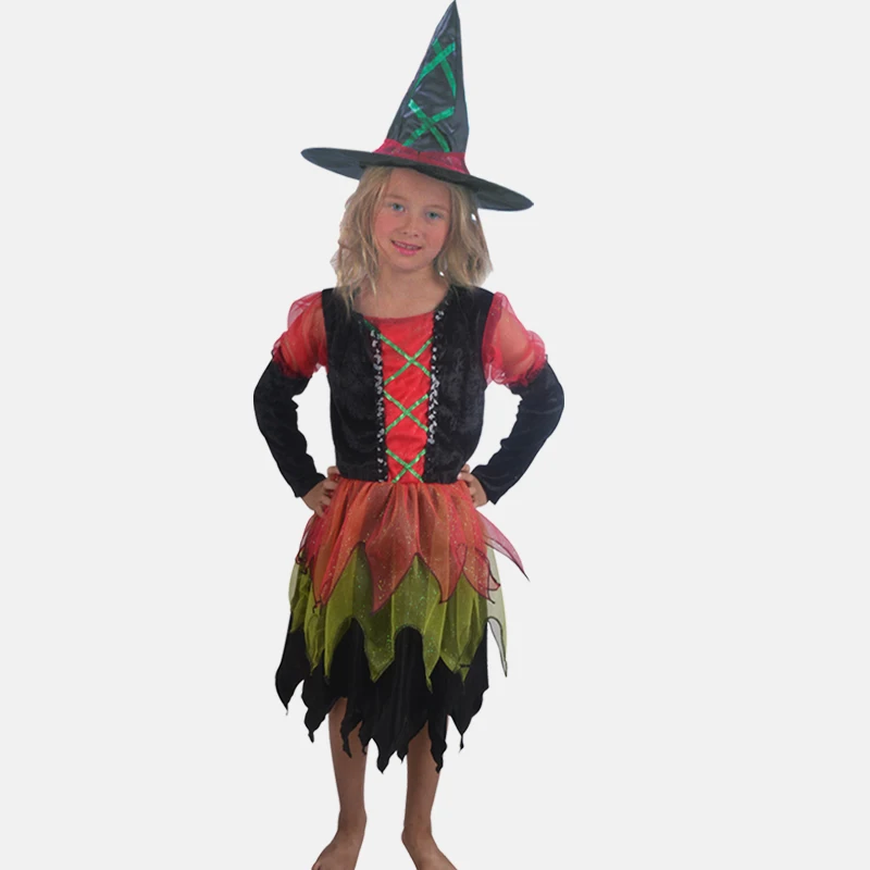 Free shipping Halloween costume witch clothes Children's Day cosplay | Тематическая одежда и униформа