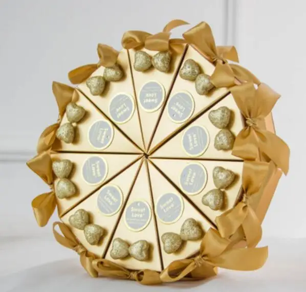 50 шт. золотые красные синие треугольные коробки для конфет|Подарочные сумки и