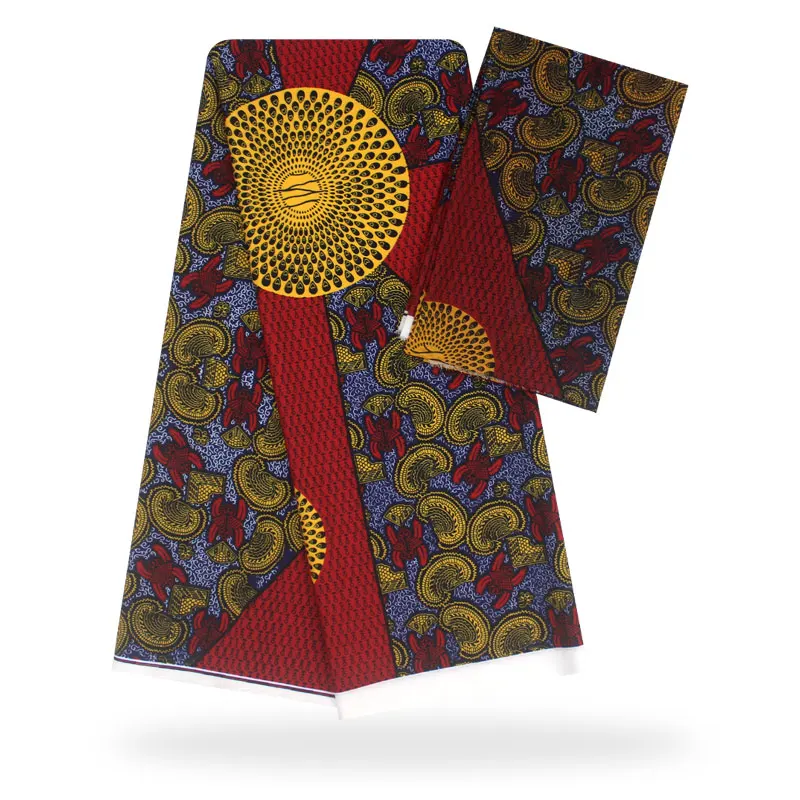 

High Quality 2 Pcs /Set 4 Yards African wax Ankara Prints Modell Material & 2 Yards Silk Ankara Fabric For Women's Dress! YF5101