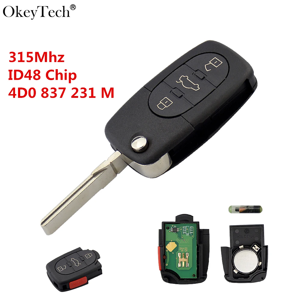 Okeytech 4/ 3 + 1 кнопочный складной Автомобильный Дистанционный ключ для Audi A4 A6 A8 S4 S6 S8 TT