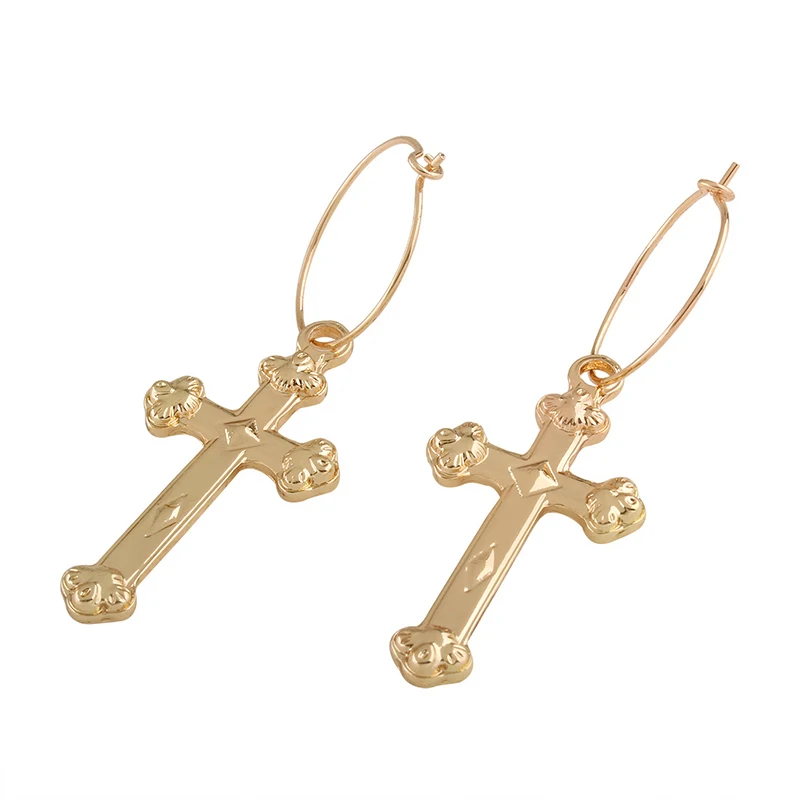 GHIDBK простые золотые серьги кольца с крестиком для женщин геометрические