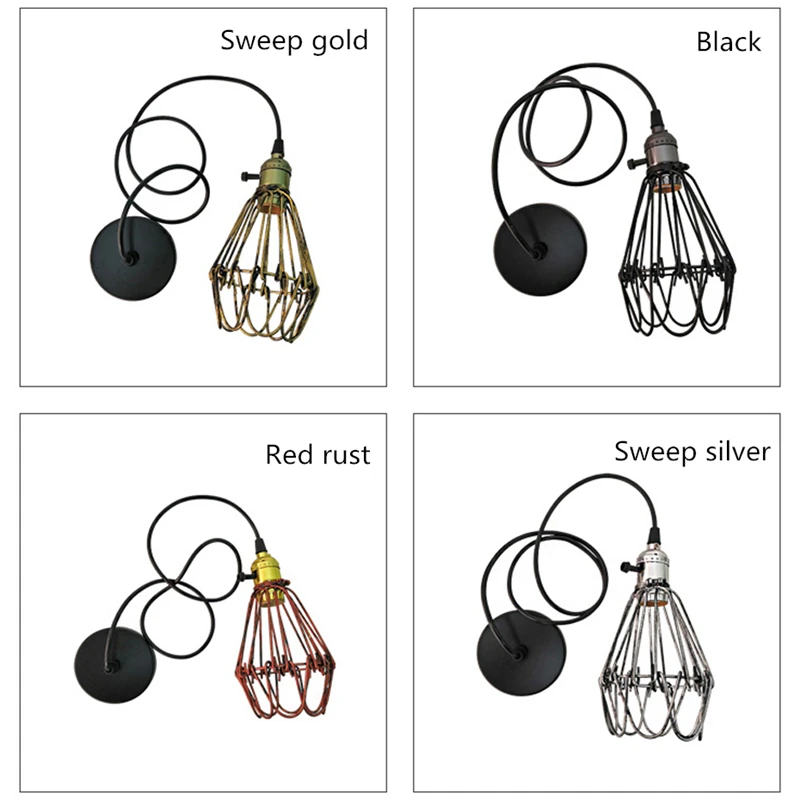 

American Country Wrought Iron E27 Pendant Light Retro Creative Bird Cage Hanging Lamp For Restaurant Clothing Shop Cafe Hotel