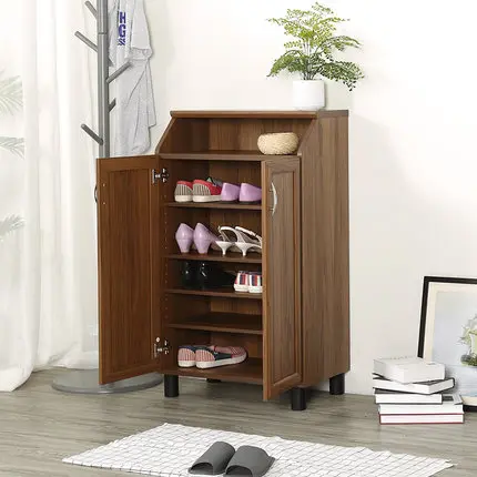 Coffee color (small) Луи мода обувной шкаф современный простой зал деревянный многофункциональный, чтобы открыть дверь большой емкости вход - Цвет: Coffee color (small)