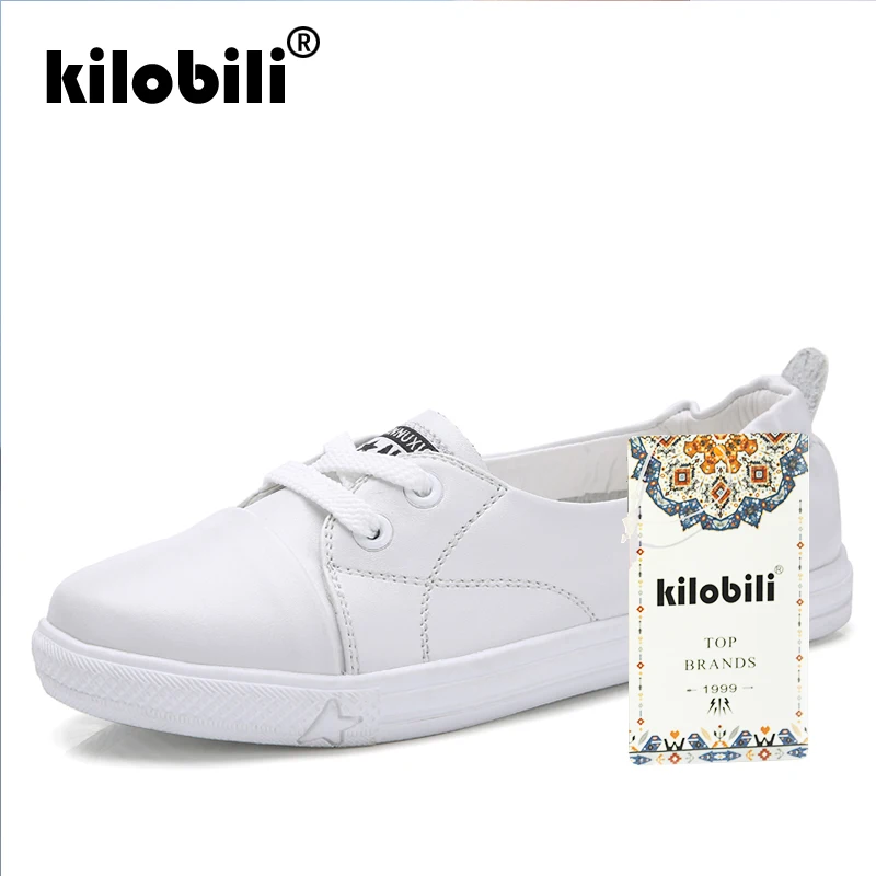 Kilobili/2019 весенние женские туфли на плоской подошве белые лоферы со шнуровкой