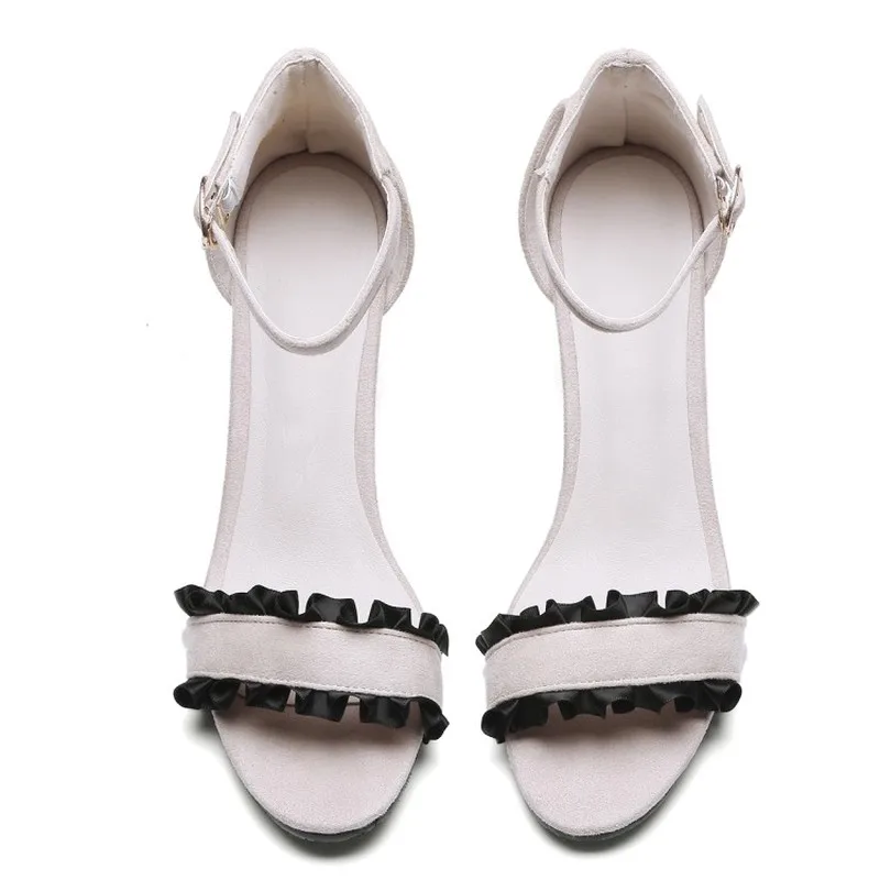 Сандалии женские с открытым носком пляжная обувь на высоком каблуке из флока