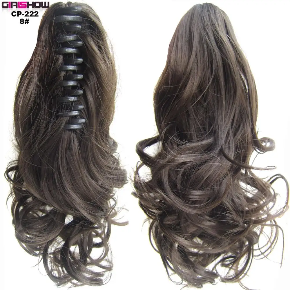 CP222 Color 8 Girlshow Короткие Волнистые Коготь Конский хвост термостойкие синтетические волокна челюсти шиньон 24 Цвета 1", 1 шт - Цвет: CP222 Color 8