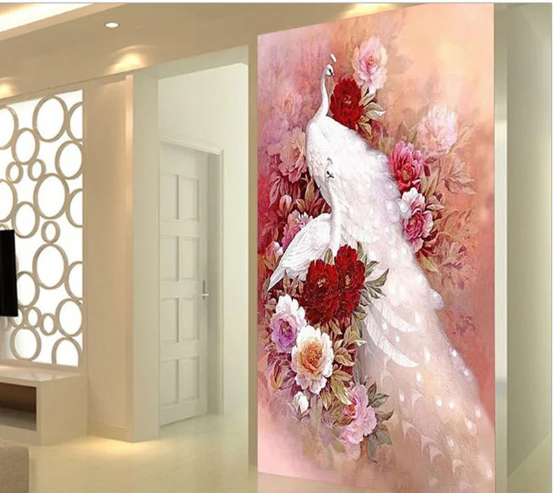 QIANZEHUI, алмазная вышивка «сделай сам», круглые алмазные бриллианты с богатым павлином анимой, полностью Стразы, алмазная живопись, вышивка крестиком, рукоделие
