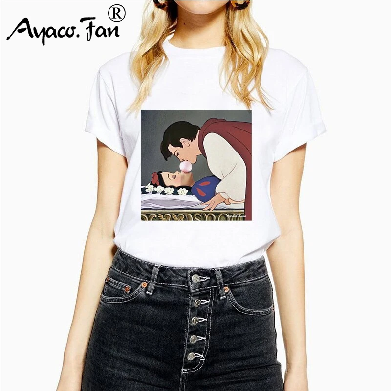 Женская футболка в стиле Харадзюку темно Белоснежка новинка 2019 хлопковая