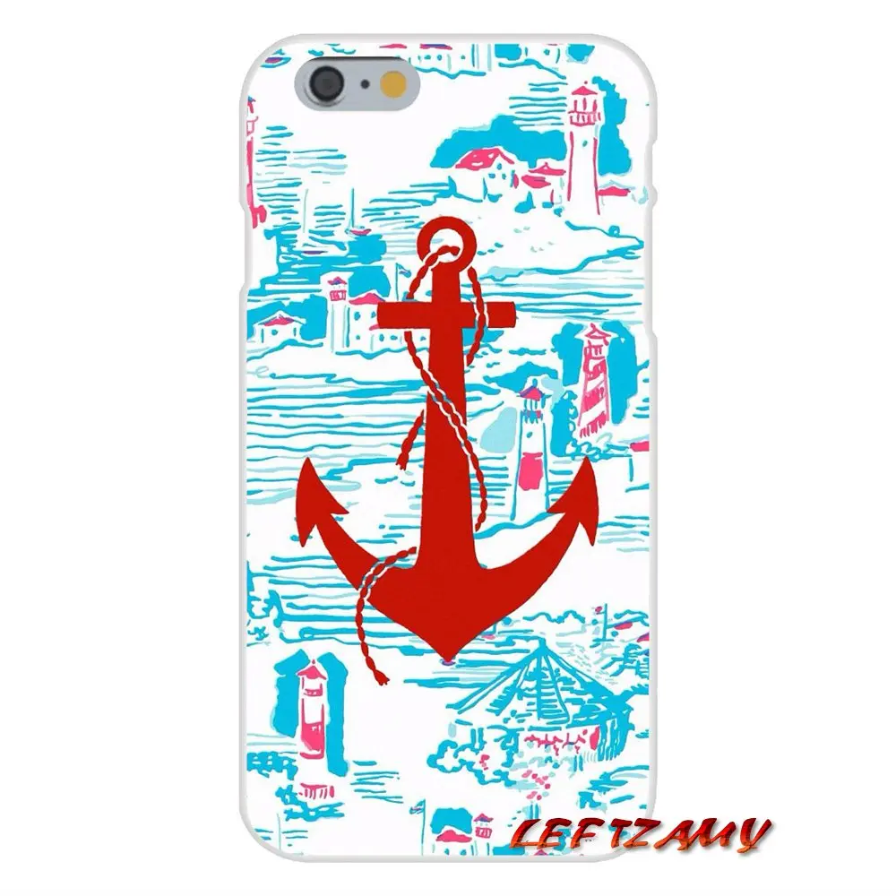 Якорная лодка с синим сердцем в полоску для iPhone X XR XS MAX 4 4S 5 5S 5C SE 6 6S 7 8 Plus ipod touch